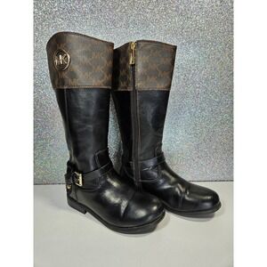 MICHEAL KORS Eardley Kids Logo Monogram Tall Riding Boots Child Size 13